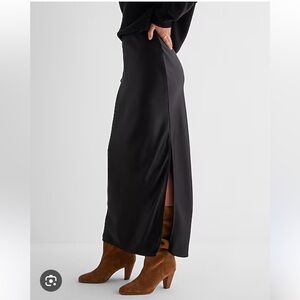 Express Black Maxi Satin Slip Skirt
